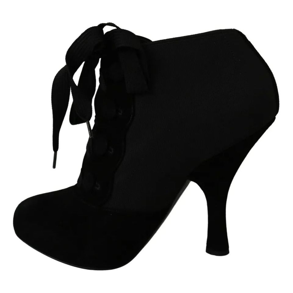 Dolce & Gabbana Black Suede Stretch Ankle Boots Booties Shoes Dolce & Gabbana