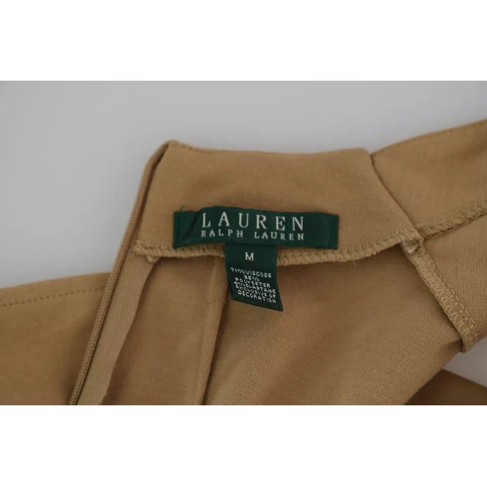 Ralph Lauren Brown V-neck Shift Knee Length Viscose Dress