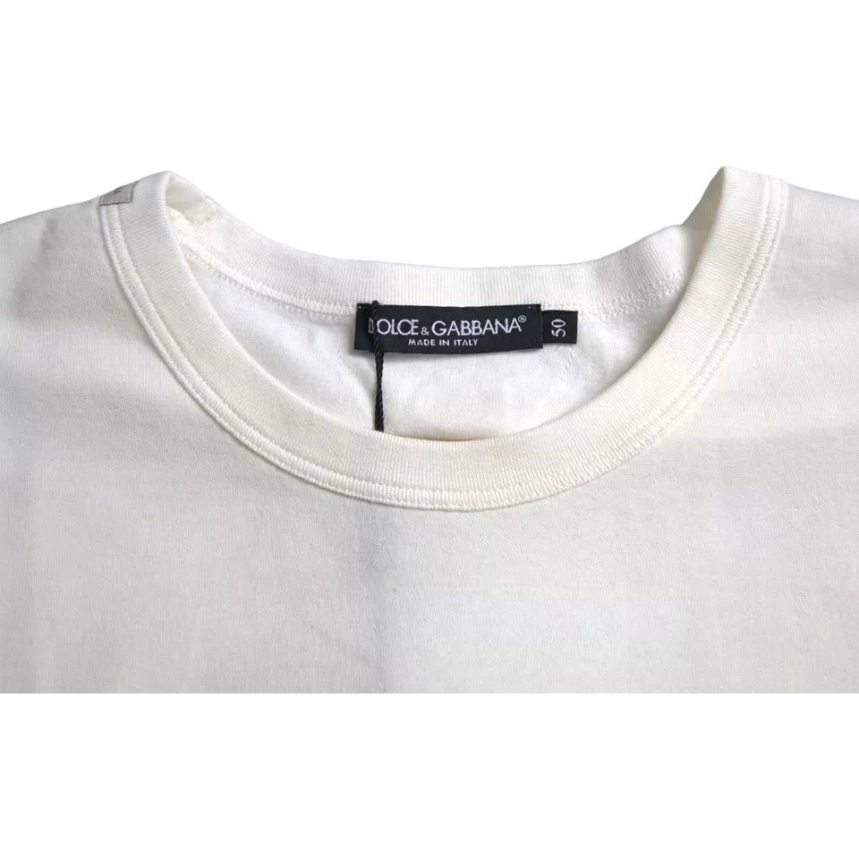 Dolce & Gabbana White Logo Floral Cotton Crew Neck T-shirt Dolce & Gabbana