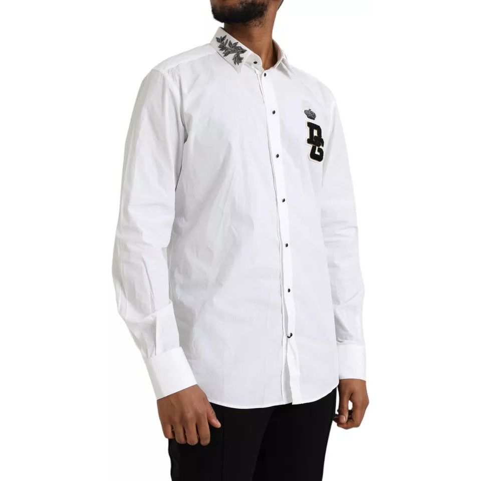 Dolce & Gabbana White GOLD Logo Cotton Long Sleeves Shirt Dolce & Gabbana