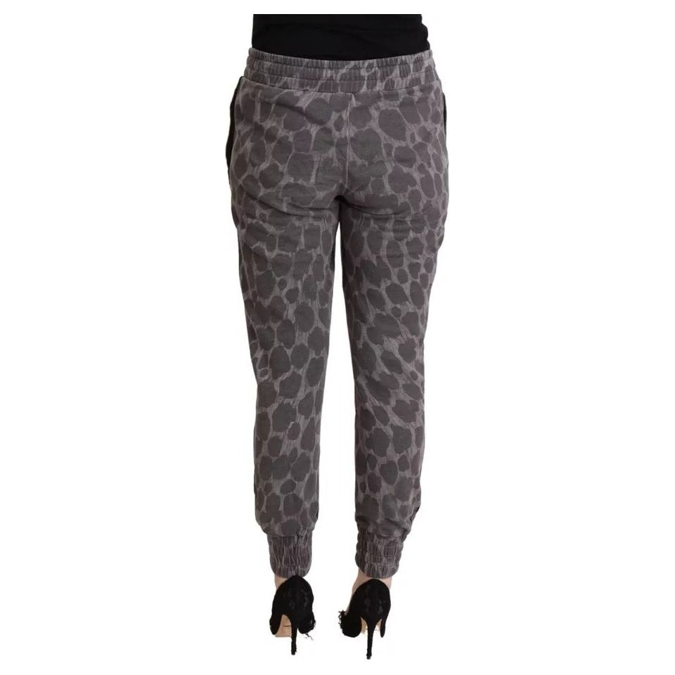 Dolce & Gabbana Gray Leopard Print Sweatpants Jogger Pants Dolce & Gabbana