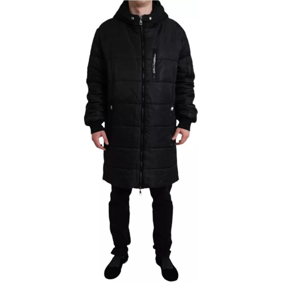 Dolce & Gabbana Black Nylon Hooded Parka Coat Winter Jacket Dolce & Gabbana