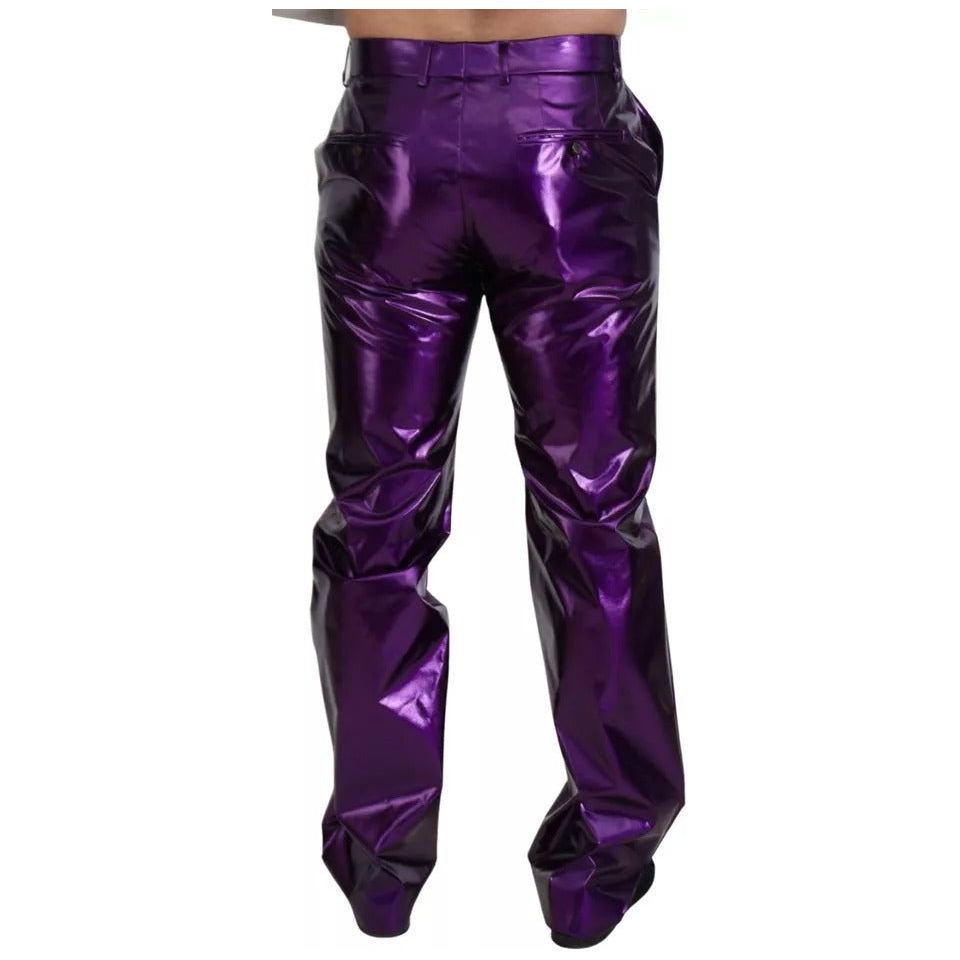 Dolce & Gabbana Purple Shining Men Casual Pants Dolce & Gabbana