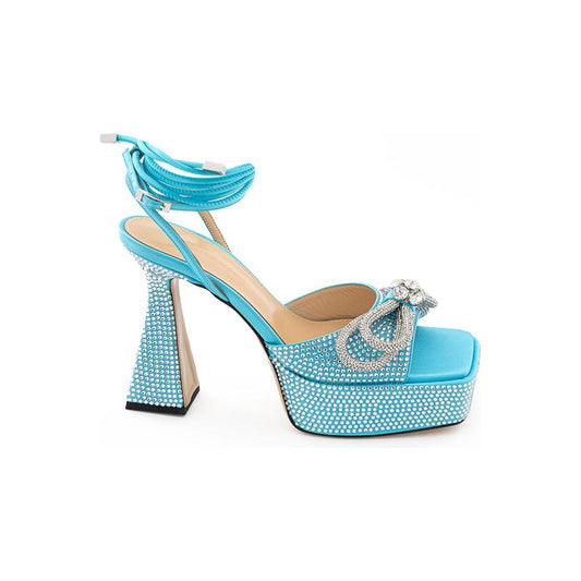 Light Blue Leather Platforms & Wedge