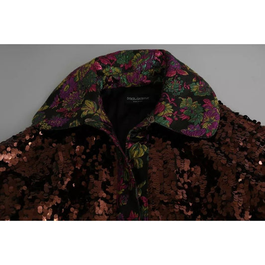 Dolce & Gabbana Multicolor Sequined Long Coat Jaquard Jacket Dolce & Gabbana