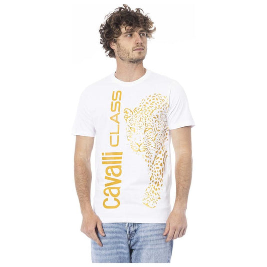 Cavalli Class Beige Cotton Men T-Shirt Cavalli Class