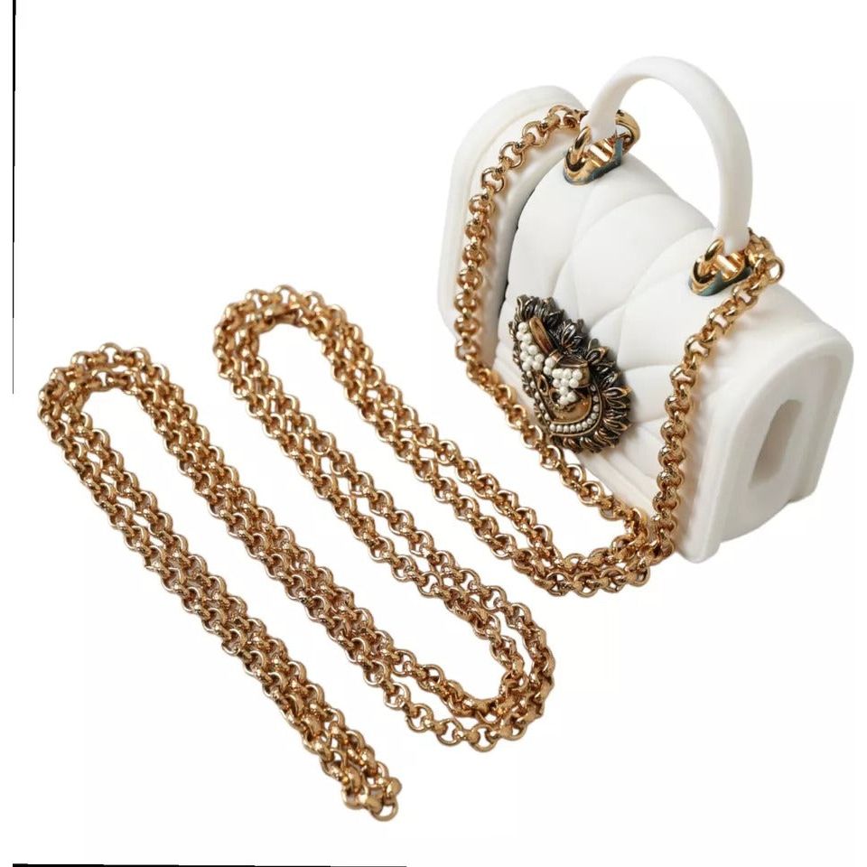 White Silicone Devotion Heart Bag Gold Chain Hand Airpods Case