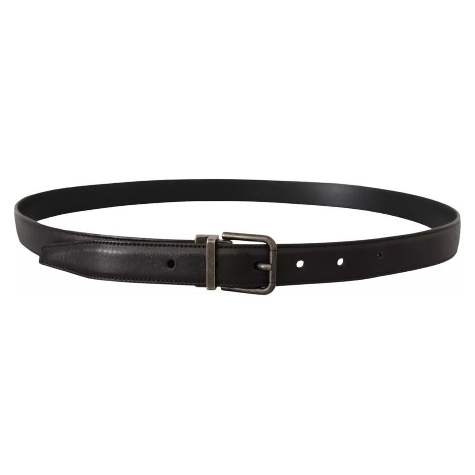 Dolce & Gabbana Black Calf Leather Vintage Logo Metal Buckle Belt Dolce & Gabbana