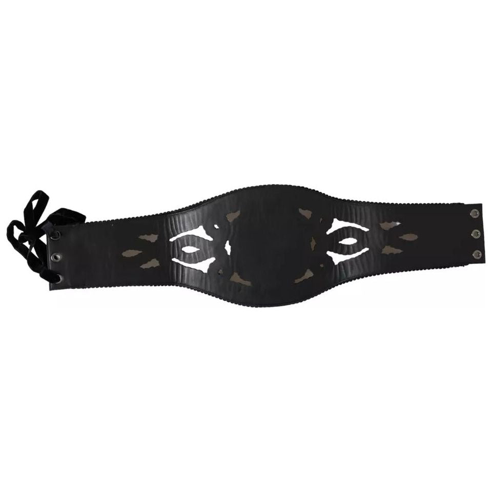 Dolce & Gabbana Black Canvas Embellished Waist Women Belt Dolce & Gabbana