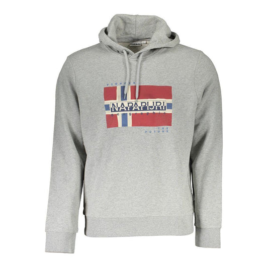 Elevated Gray Cotton Hoodie with Logo Print Napapijri