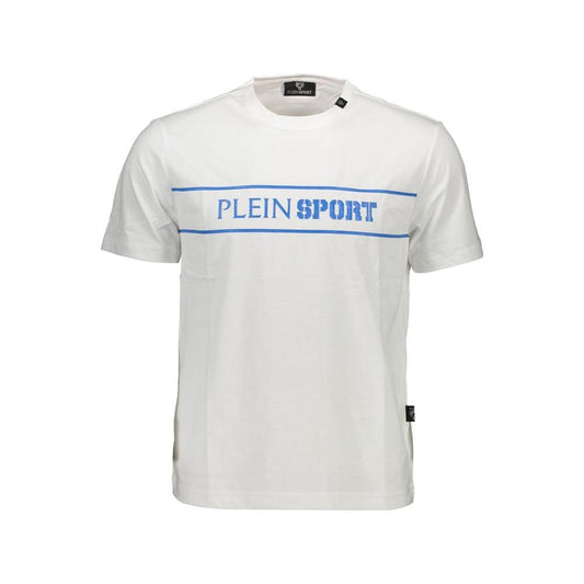 Elevated White Cotton Tee with Signature Details Plein Sport