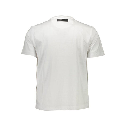 Elevated White Cotton Tee with Signature Details Plein Sport