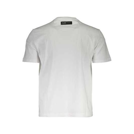 Crisp White Cotton Crew Neck Tee with Print