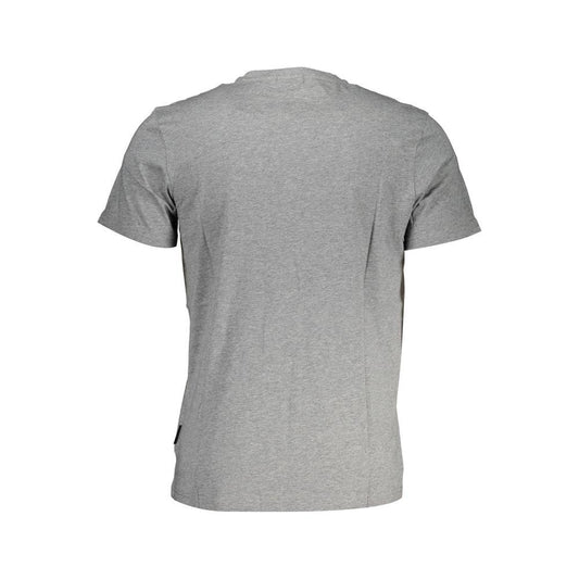 Embroidered Logo Gray Cotton T-Shirt