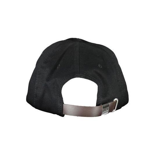 Sleek Black Cotton Cap with Logo Visor