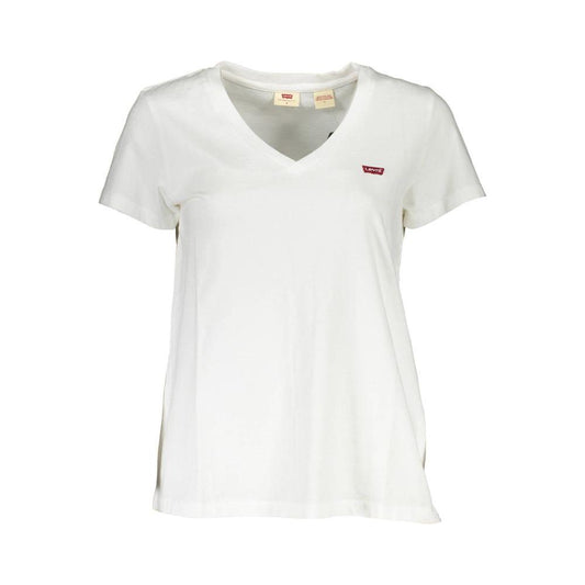 Chic White V-Neck Logo Tee