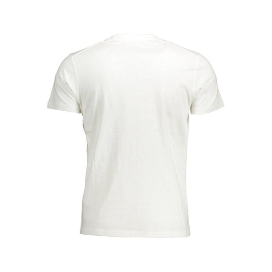 Crisp White Cotton Crew Neck Tee with Logo