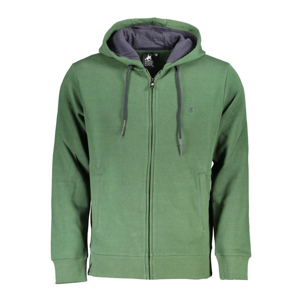 Chic Green Hooded Sweatshirt with Elegant Embroidery