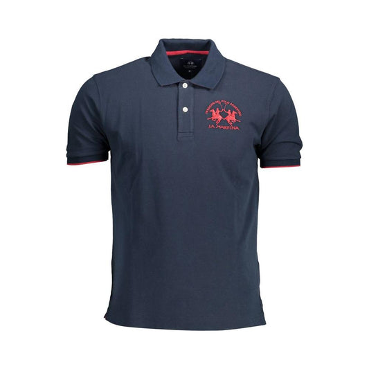 Dashing Blue Polo Shirt with Elegant Embroidery