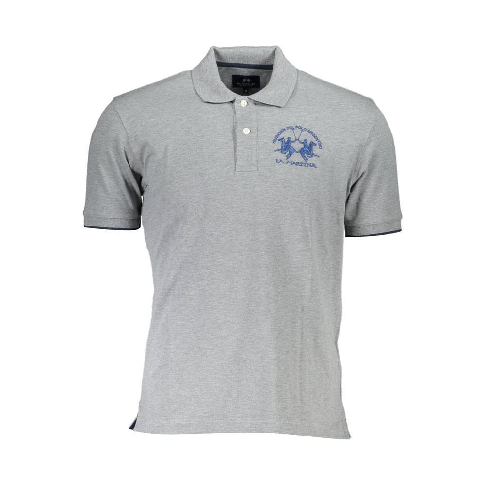 La Martina Elegant Gray Polo with Contrasting Details La Martina