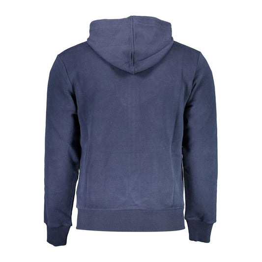 Elegant Blue Hooded Sweatshirt with Zip Detail