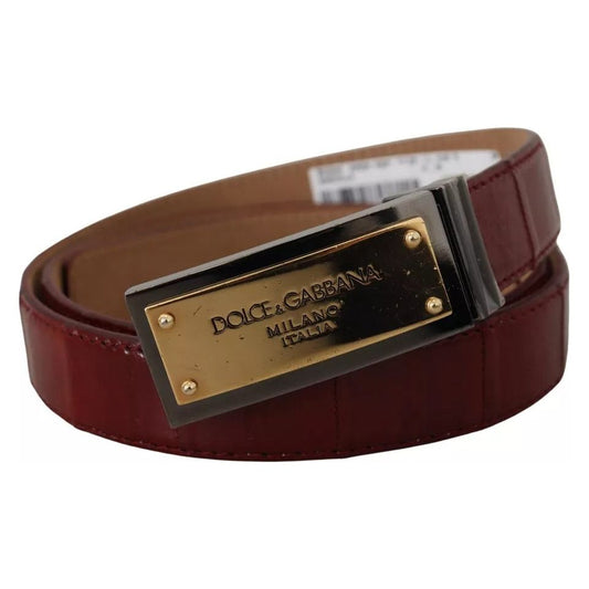 Dolce & Gabbana Brown Leather Gold Engraved Metal Buckle Belt Dolce & Gabbana