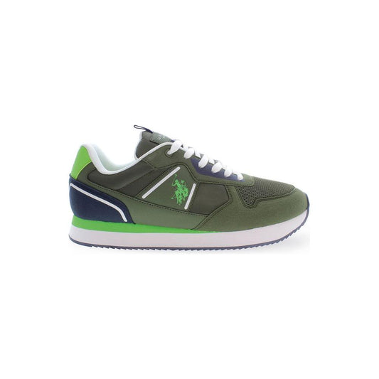 Sleek Green Sneakers with Iconic Logo Detailing