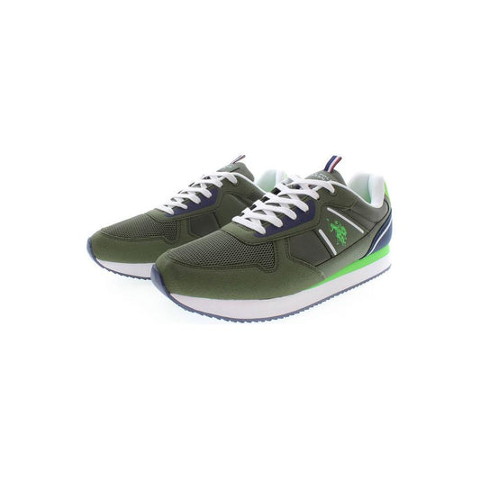 Sleek Green Sneakers with Iconic Logo Detailing