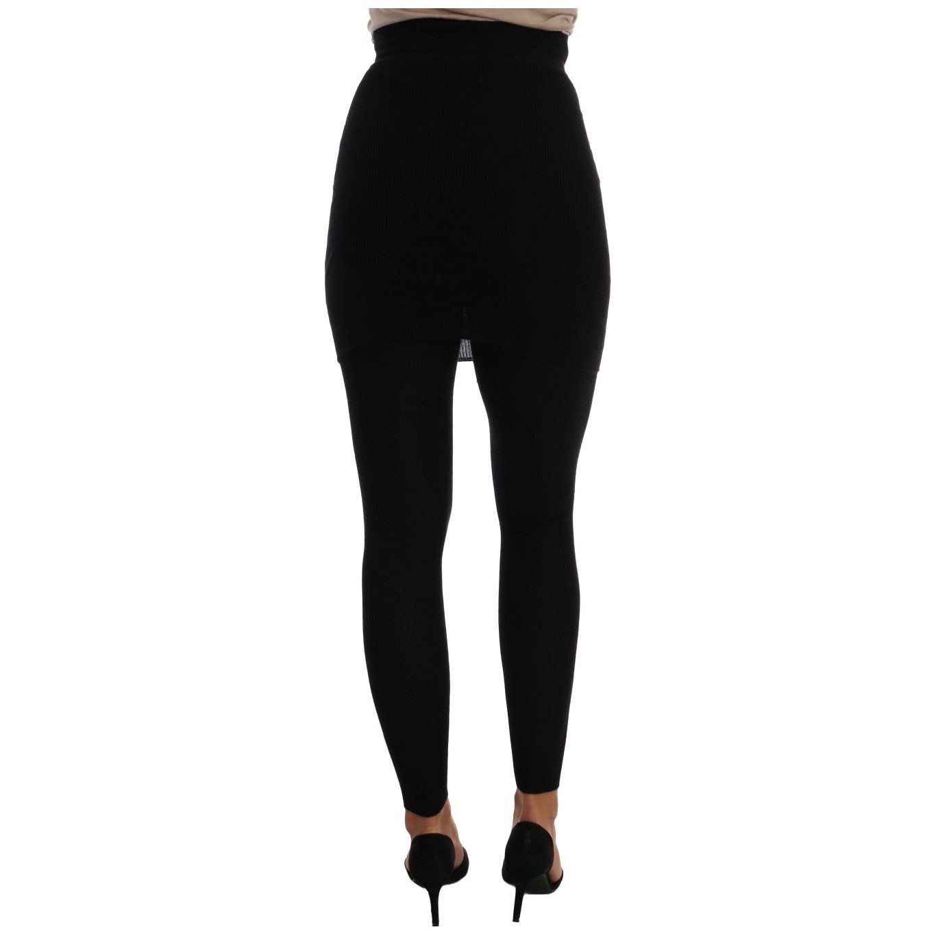 Elegant Black Cashmere Silk Stretch Pants