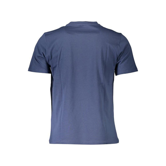 Blue Printed Round Neck Tee with Logo