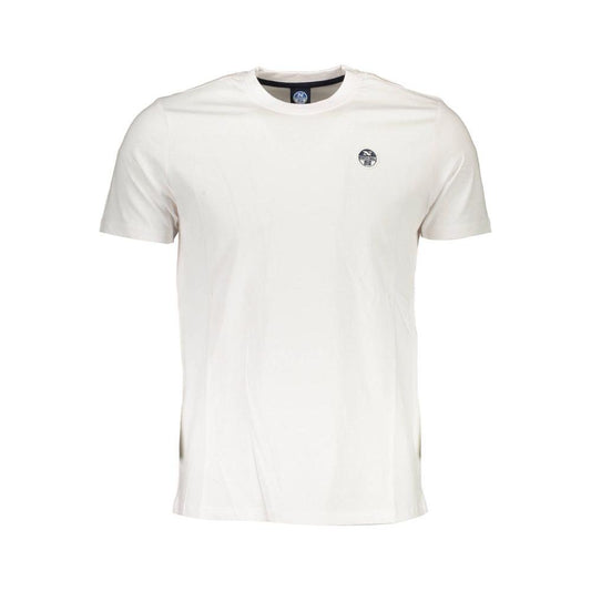 Sleek White Round Neck Tee with Logo Detail