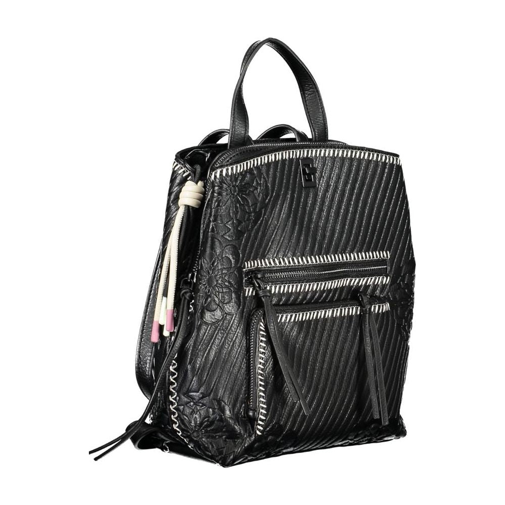 Chic Black Backpack with Contrast Details