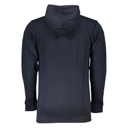 Elegant Blue Hooded Zip Sweatshirt