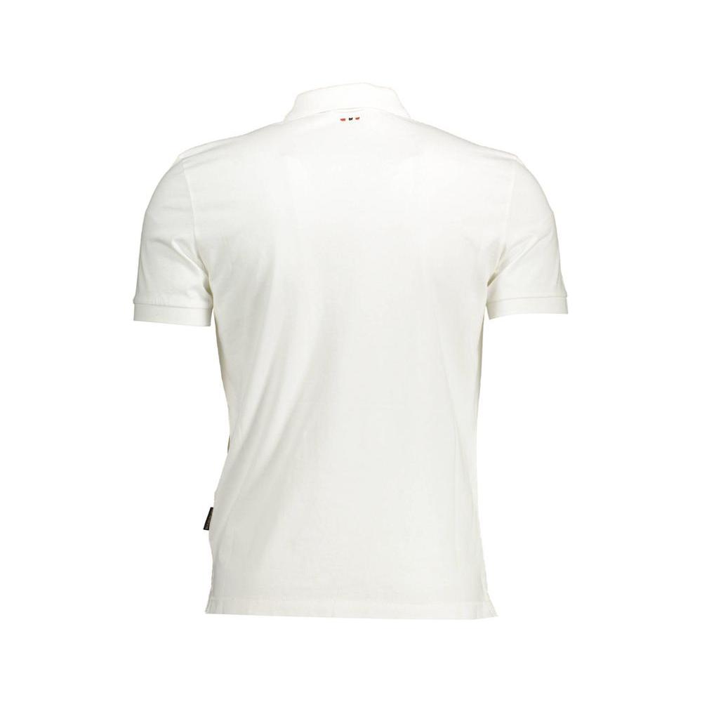 Elegant White Cotton Polo with Embroidery