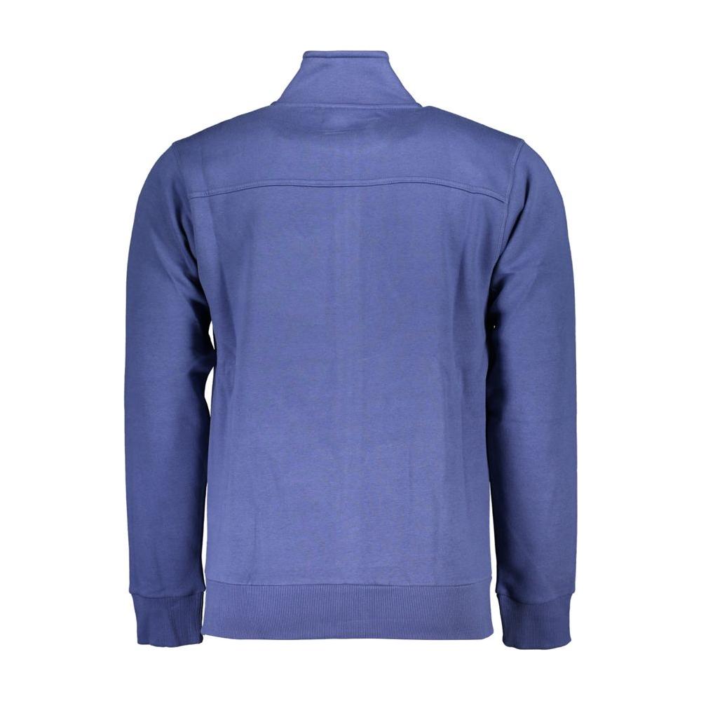 Classic Blue Zippered Sweatshirt with Embroidery