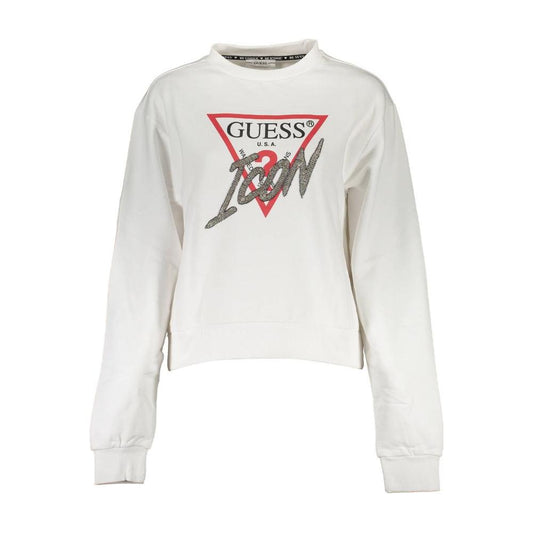 Chic White Printed Sweatshirt with Rhinestones