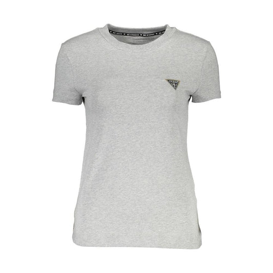 Chic Gray Crew Neck Logo Tee