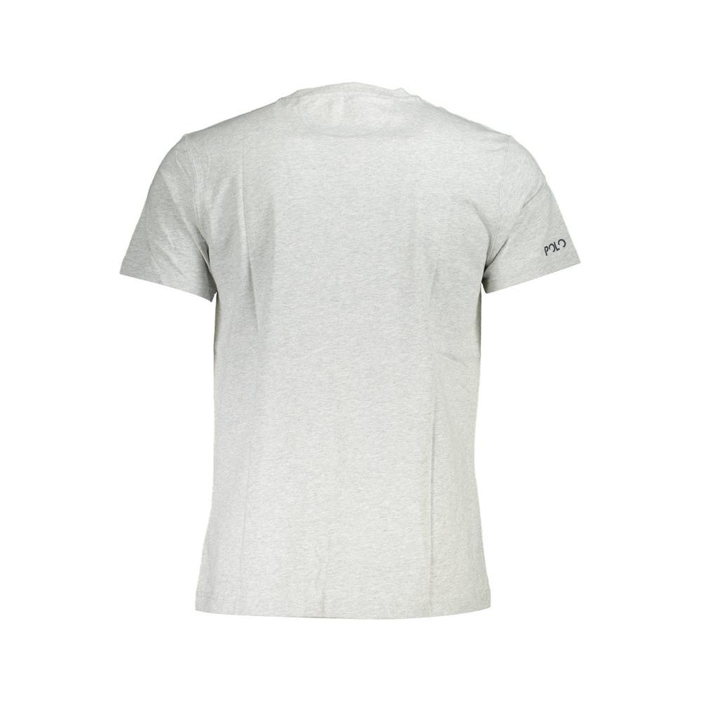 Elegant Gray Round Neck Tee with Iconic Logo