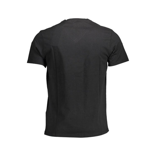 Elegant V-Neck Black Cotton Tee