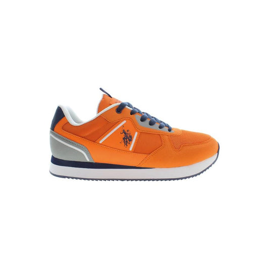 Orange Lace-Up Sports Sneakers with Logo Detail