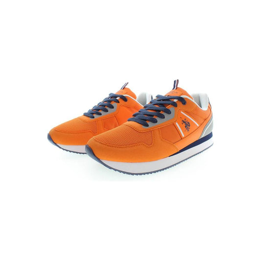 Orange Lace-Up Sports Sneakers with Logo Detail