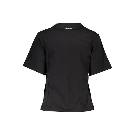 Elegant Black Cotton Tee with Signature Print