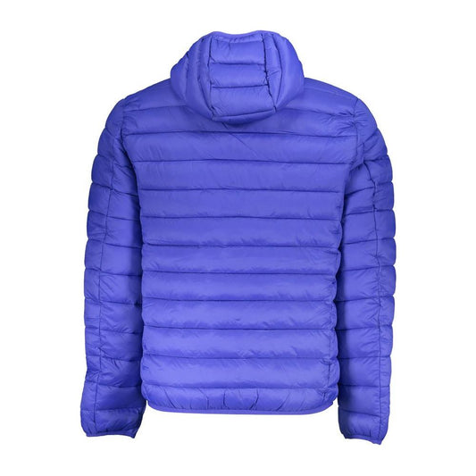 Chic Blue Polyamide Hooded Jacket