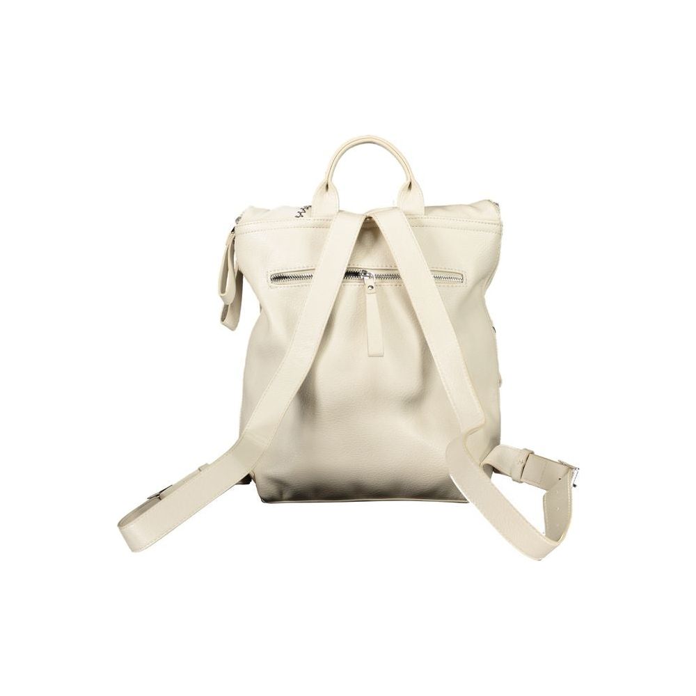 Beige Chic Backpack with Contrasting Details