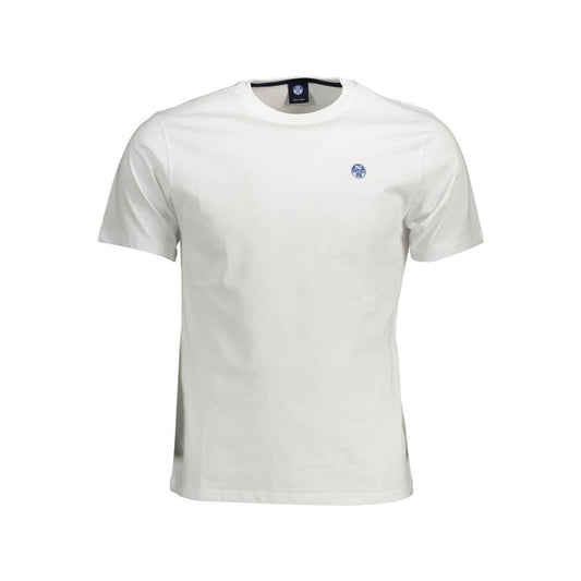 Elegant White Round Neck Cotton Tee