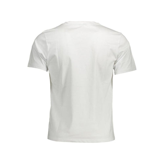 Elegant White Round Neck Cotton Tee