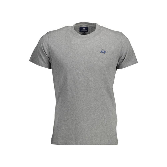 Exquisite Embroidered Gray Cotton Tee