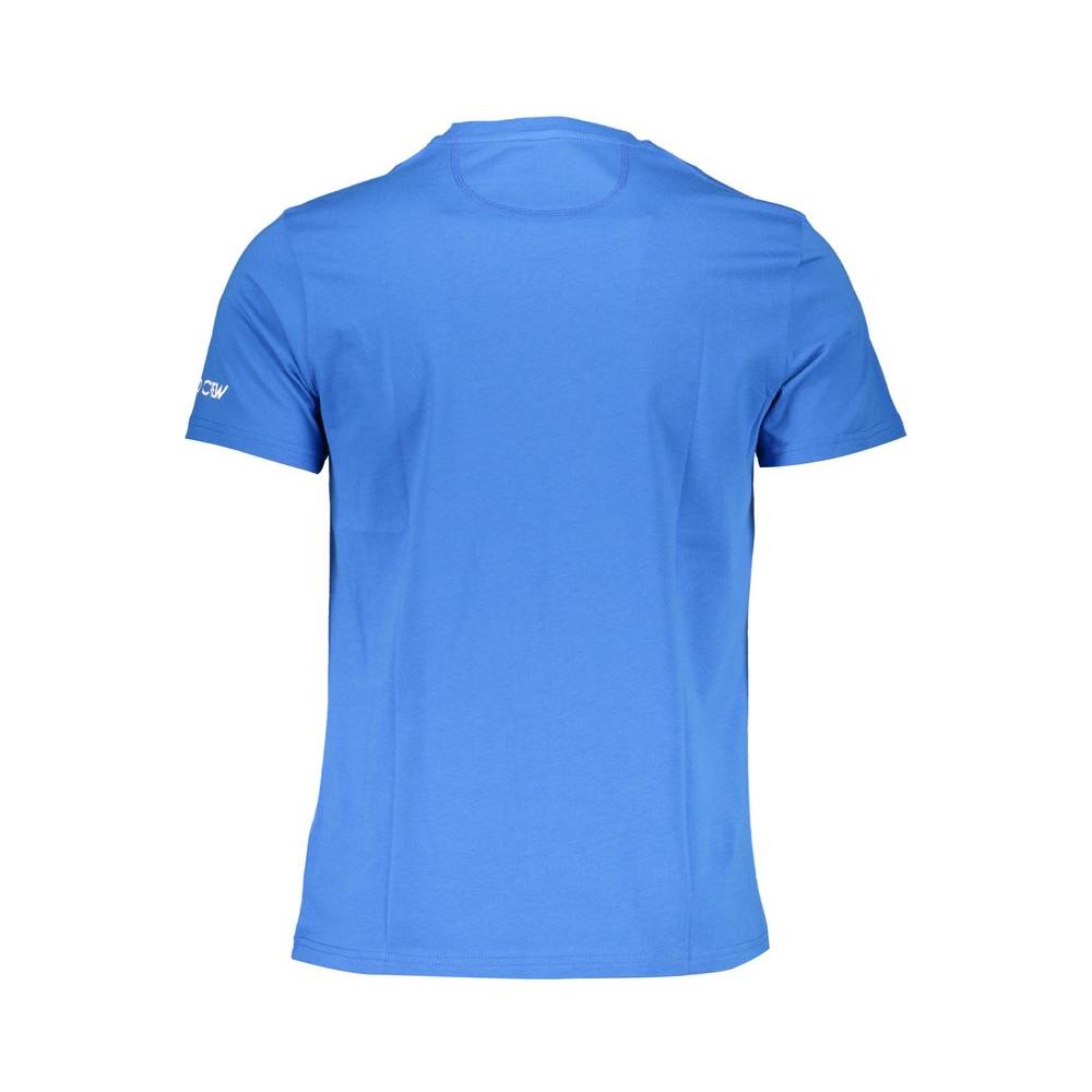 Elegant Blue Embroidered Logo Tee