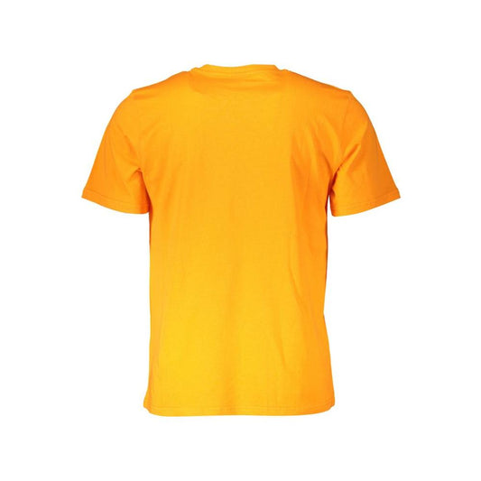 Vibrant Orange Cotton Tee with Logo Print