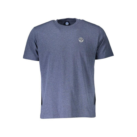 Classic Blue Cotton Tee with Logo Detail